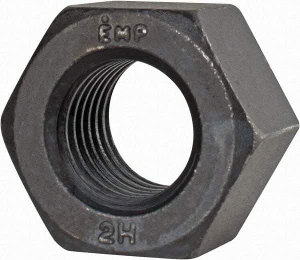 Value Collection - 1-1/8 - 7 UNC Steel Right Hand Heavy Hex Nut - 1-13/16" Across Flats, 1-7/64" High, Uncoated, 2B Class of Fit - Best Tool & Supply