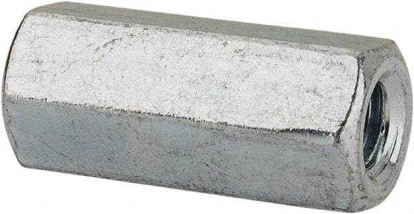 Value Collection - #10-24 UNC, 3/4" OAL Steel Standard Coupling Nut - Zinc-Plated Finish, 5/16" Width Across Flats - Best Tool & Supply