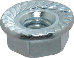 Value Collection - #10-24, 1/2" Flange Diam, Serrated Flange Nut - Grade Grade 2 Steel, Zinc-Plated Finish, 7/32" Flange Height - Best Tool & Supply