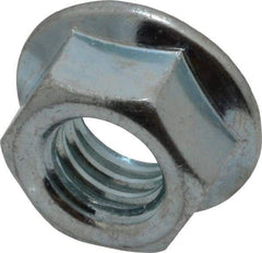 Value Collection - 3/8-16, 3/4" Flange Diam, Serrated Flange Nut - Grade Grade 2 Steel, Zinc-Plated Finish, 0.347" Flange Height - Best Tool & Supply