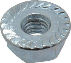 Value Collection - #10-32, 1/2" Flange Diam, Serrated Flange Nut - Grade Grade 2 Steel, Zinc-Plated Finish, 7/32" Flange Height - Best Tool & Supply