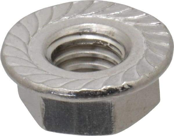 Value Collection - 5/16-18, 0.68" Flange Diam, Serrated Flange Nut - Grade 18-8 Stainless Steel, 0.283" Flange Height - Best Tool & Supply