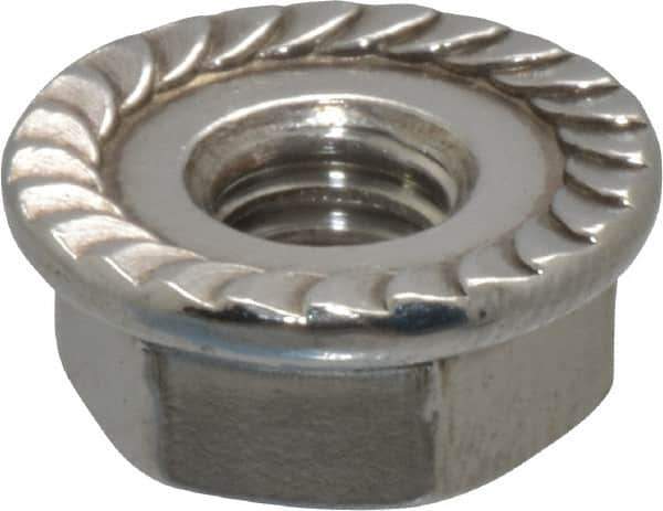 Value Collection - #10-32, 1/2" Flange Diam, Serrated Flange Nut - Grade 18-8 Stainless Steel, 7/32" Flange Height - Best Tool & Supply