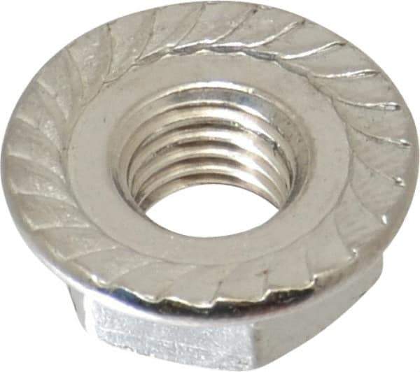 Value Collection - 1/4-28, 19/32" Flange Diam, Serrated Flange Nut - Grade 18-8 Stainless Steel, 0.236" Flange Height - Best Tool & Supply