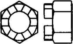 Value Collection - 7/8-14 UNF Grade 5 Steel Castle Locknut - 1-5/16" Width Across Flats, 29/32" High, Uncoated - Best Tool & Supply