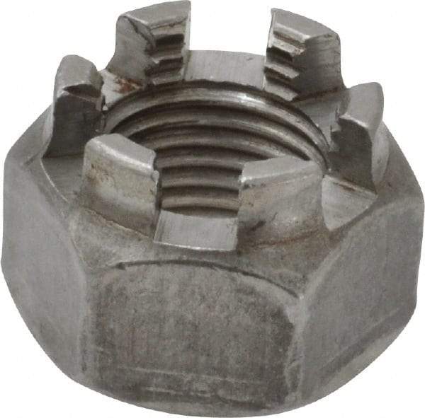 Value Collection - 1/2-20 UNF Grade 5 Steel Castle Locknut - 3/4" Width Across Flats, 9/16" High, Uncoated - Best Tool & Supply