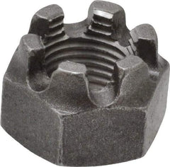 Value Collection - 9/16-18 UNF Grade 5 Steel Castle Locknut - 7/8" Width Across Flats, 39/64" High, Uncoated - Best Tool & Supply