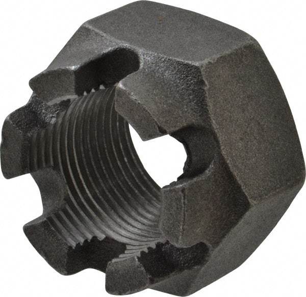 Value Collection - 1-1/4 - 12 UNF Grade 5 Steel Castle Locknut - 1-7/8" Width Across Flats, 1-1/4" High, Uncoated - Best Tool & Supply