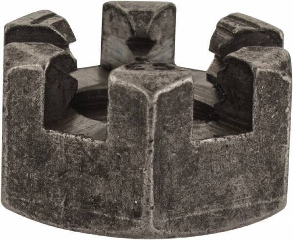 Value Collection - 3/8-16 UNC Grade 2 Steel Slotted Locknut - 9/16" Width Across Flats, 21/64" High, Uncoated - Best Tool & Supply