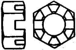 Value Collection - 1/4-28 UNF Grade 2 Steel Slotted Locknut - 7/16" Width Across Flats, 7/32" High, Uncoated - Best Tool & Supply