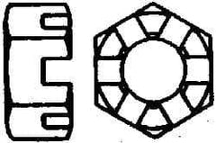 Value Collection - 7/16-20 UNF Grade 2 Steel Slotted Locknut - 11/16" Width Across Flats, 3/8" High, Uncoated - Best Tool & Supply