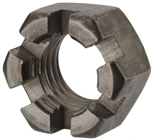 Value Collection - 3/4-10 UNC Grade 2 Steel Slotted Locknut - 1-1/8" Width Across Flats, 41/64" High, Uncoated - Best Tool & Supply