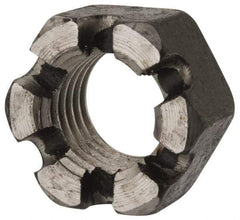 Value Collection - 1-8 UNC Grade 2 Steel Slotted Locknut - 1-1/2" Width Across Flats, 55/64" High, Uncoated - Best Tool & Supply