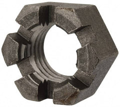 Value Collection - 1-1/8 - 7 UNC Grade 2 Steel Slotted Locknut - 1-11/16" Width Across Flats, 29/32" High, Uncoated - Best Tool & Supply