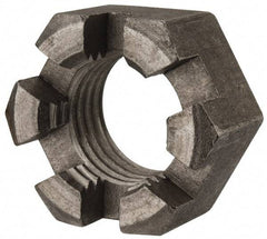 Value Collection - 1-1/4 - 7 UNC Grade 2 Steel Slotted Locknut - 1-7/8" Width Across Flats, 1-1/16" High, Uncoated - Best Tool & Supply