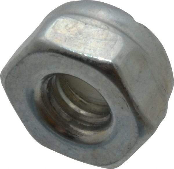 Value Collection - #5-40 UNC Grade 2 Hex Lock Nut with Nylon Insert - 1/4" Width Across Flats, 5/32" High, Zinc-Plated Finish - Best Tool & Supply