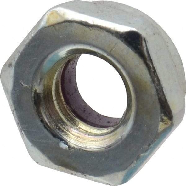 Value Collection - 1/4-20 UNC Grade 2 Hex Jam Lock Nut with Nylon Insert - 7/16" Width Across Flats, 7/32" High, Zinc-Plated Finish - Best Tool & Supply