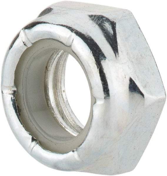 Value Collection - 3/8-16 UNC Grade 2 Hex Jam Lock Nut with Nylon Insert - 9/16" Width Across Flats, 9/32" High, Zinc-Plated Finish - Best Tool & Supply