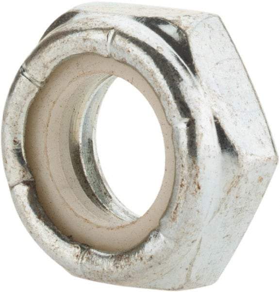 Value Collection - 1-8 UNC Grade 2 Hex Lock Nut with Nylon Insert - 1-7/16" Width Across Flats, 35/64" High, Zinc-Plated Finish - Best Tool & Supply