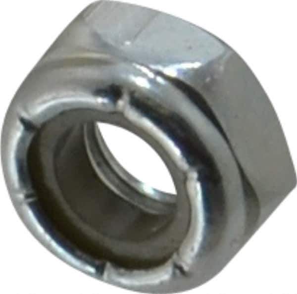 Value Collection - 1/4-28 UNF Grade 2 Hex Jam Lock Nut with Nylon Insert - 7/16" Width Across Flats, 7/32" High, Zinc-Plated Finish - Best Tool & Supply