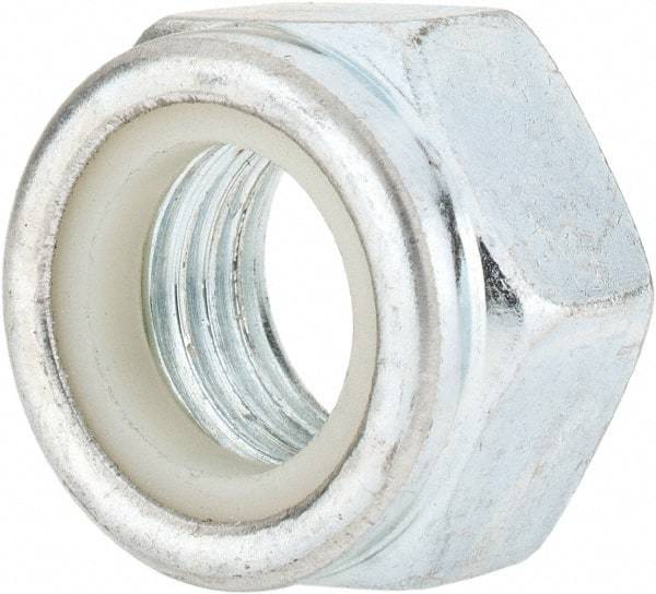 Value Collection - M20x2.50 Metric Coarse Grade 8 Hex Lock Nut with Nylon Insert - 20mm High, Zinc-Plated Finish - Best Tool & Supply