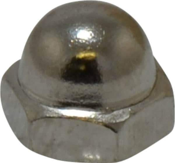 Value Collection - #6-32 UNC, 5/16" Width Across Flats, Nickel Plated, Steel Acorn Nut - 1/4" Overall Height, Grade 2 - Best Tool & Supply