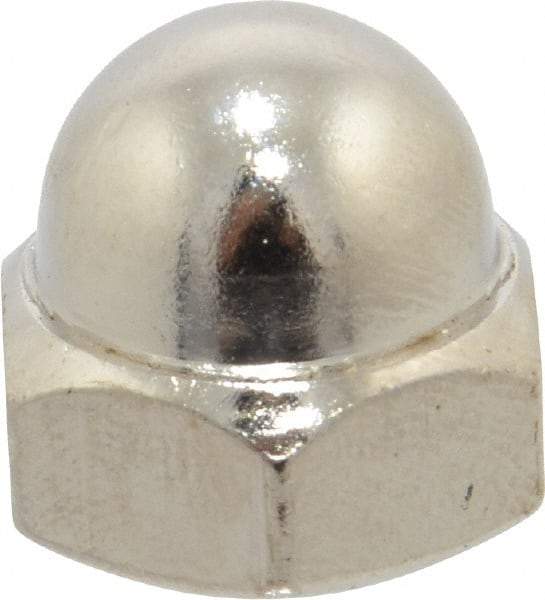 Value Collection - 7/16-14" UNC, 5/8" Width Across Flats, Nickel Plated, Steel Acorn Nut - 11/16" Overall Height, Grade 2 - Best Tool & Supply