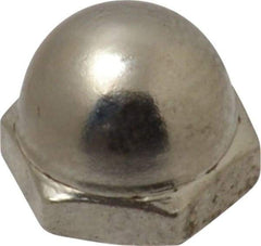 Value Collection - #10-32 UNF, 3/8" Width Across Flats, Nickel Plated, Steel Acorn Nut - 11/32" Overall Height, Grade 2 - Best Tool & Supply