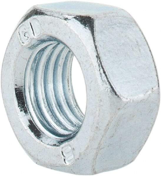 Value Collection - M8x1.00 Metric Fine Steel Right Hand Hex Nut - 13mm Across Flats, 6.5mm High, Zinc-Plated Finish - Best Tool & Supply