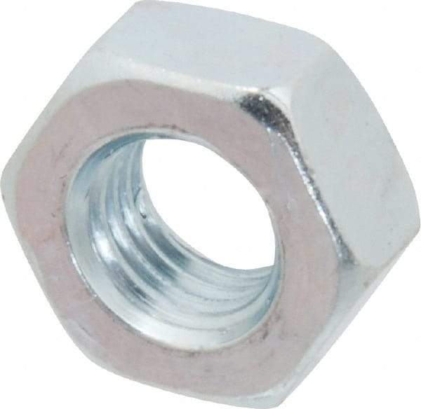 Value Collection - M10x1.25 Metric Fine Steel Right Hand Hex Nut - 17mm Across Flats, 8mm High, Zinc-Plated Finish - Best Tool & Supply