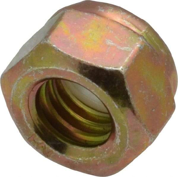 Value Collection - 5/16-18 UNC Grade 8 Hex Lock Nut with Nylon Insert - 1/2" Width Across Flats, 23/64" High, Zinc Yellow Dichromate Finish - Best Tool & Supply