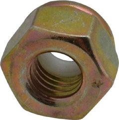 Value Collection - 1/4-28 UNF Grade 8 Hex Lock Nut with Nylon Insert - 7/16" Width Across Flats, 19/64" High, Zinc Yellow Dichromate Finish - Best Tool & Supply