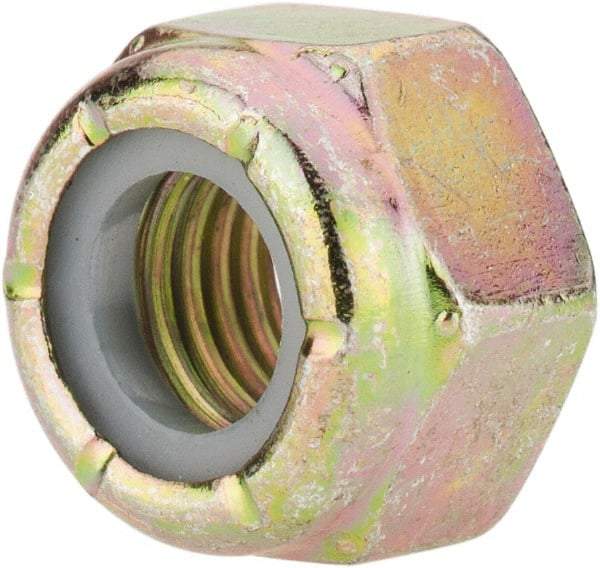 Value Collection - 5/16-24 UNF Grade 8 Hex Lock Nut with Nylon Insert - 1/2" Width Across Flats, 23/64" High, Zinc Yellow Dichromate Finish - Best Tool & Supply