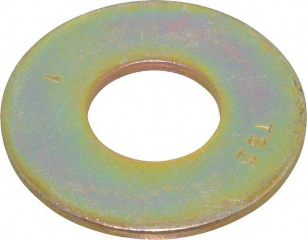 Value Collection - 1" Screw, Grade 8 Steel USS Flat Washer - 1-1/16" ID x 2-1/2" OD, 11/64" Thick, Zinc Yellow Dichromate Finish - Best Tool & Supply