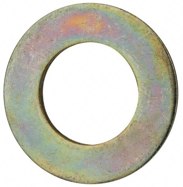 Value Collection - 1-1/8" Screw, Grade 8 Steel SAE Flat Washer - 1-3/16" ID x 2-1/4" OD, 9/64" Thick, Zinc Yellow Dichromate Finish - Best Tool & Supply