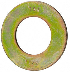 Value Collection - 1-1/2" Screw, Grade 8 Steel SAE Flat Washer - 1-9/16" ID x 3" OD, 5/32" Thick, Zinc Yellow Dichromate Finish - Best Tool & Supply