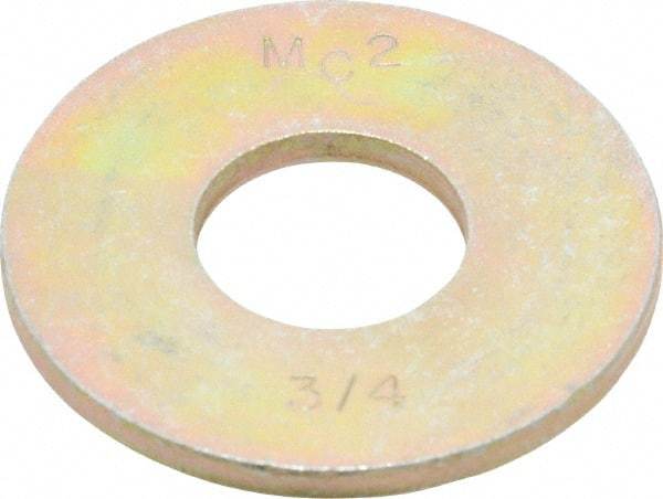 Value Collection - 3/4" Screw, Grade 8 Steel Extra Thick Flat Washer - Zinc Yellow Dichromate Finish - Best Tool & Supply