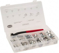 Oetiker - 124 Piece, 5/16 to 1" Diam, 2-Ear Service Clamp Kit - 123 Clamps & 1 Standard Jaw Pincers - Best Tool & Supply