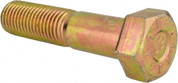 Hex Head Cap Screw: 1-8 x 4-1/2″, Grade L9 Steel, Zinc Yellow Dichromate Finish Partially Threaded