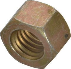 Value Collection - 7/16-14 UNC Steel Right Hand Hex Nut - 11/16" Across Flats, 3/8" High, Zinc Yellow Dichromate Cad & Waxed Finish - Best Tool & Supply