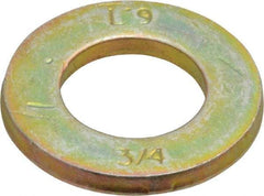 Value Collection - 3/4" Screw, Grade 9 Steel SAE Flat Washer - Zinc Yellow Dichromate Finish - Best Tool & Supply