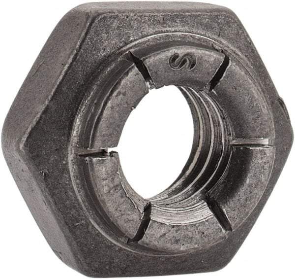 Flex-Loc - 5/16-18 UNC Grade 2 Heavy Hex Lock Nut with Expanding Flex Top - 17/64" High, Uncoated, Meets Military Specifications - Best Tool & Supply