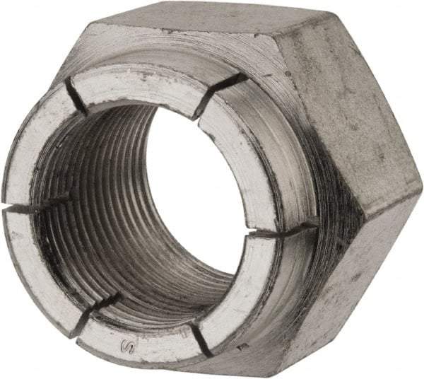 Flex-Loc - 1-14 UNF Grade 2 Hex Lock Nut with Expanding Flex Top - 1-7/16" Width Across Flats, 1-3/16" High, Cadmium-Plated Finish - Best Tool & Supply