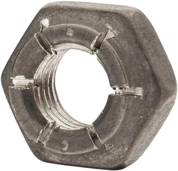 Flex-Loc - 1/4-28 UNJF 18-8 Hex Lock Nut with Expanding Flex Top - 7/32" High, Uncoated, Meets Military Specifications - Best Tool & Supply