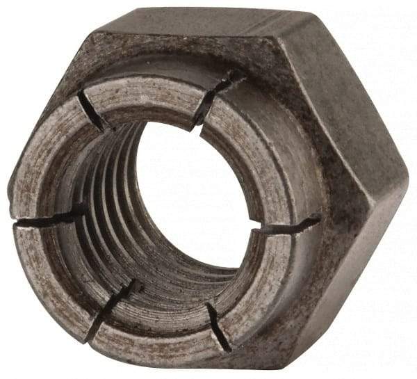 Flex-Loc - 1/2-13 UNC Grade 2 Hex Lock Nut with Expanding Flex Top - 3/4" Width Across Flats, 39/64" High, Uncoated - Best Tool & Supply