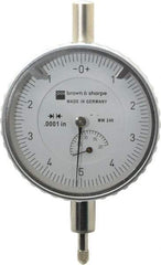 TESA Brown & Sharpe - 0.2" Range, 0-5-0 Dial Reading, 0.0001" Graduation Dial Drop Indicator - 2-1/4" Dial, 0.01" Range per Revolution, Revolution Counter - Best Tool & Supply