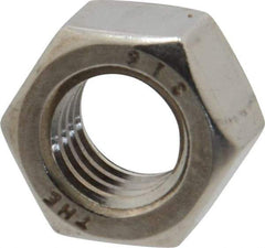 Value Collection - 3/8-16 UNC Stainless Steel Right Hand Hex Nut - 9/16" Across Flats, 21/64" High, Uncoated - Best Tool & Supply