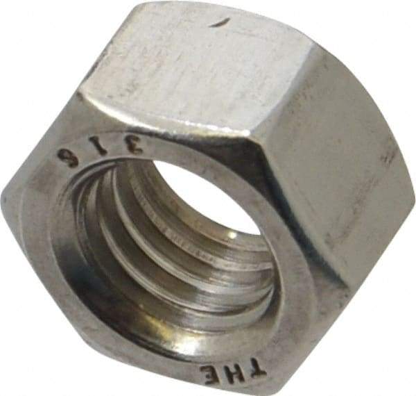 Value Collection - 1/2-13 UNC Stainless Steel Right Hand Hex Nut - 3/4" Across Flats, 7/16" High, Uncoated - Best Tool & Supply