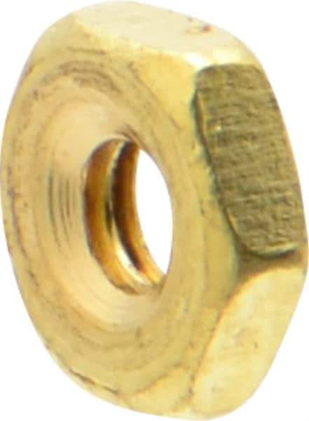 Value Collection - #2-56 UNC Brass Right Hand Machine Screw Hex Nut - 3/16" Across Flats, 1/16" High, Uncoated - Best Tool & Supply