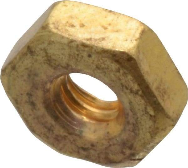 Value Collection - #4-40 UNC Brass Right Hand Machine Screw Hex Nut - 1/4" Across Flats, 3/32" High, Uncoated - Best Tool & Supply